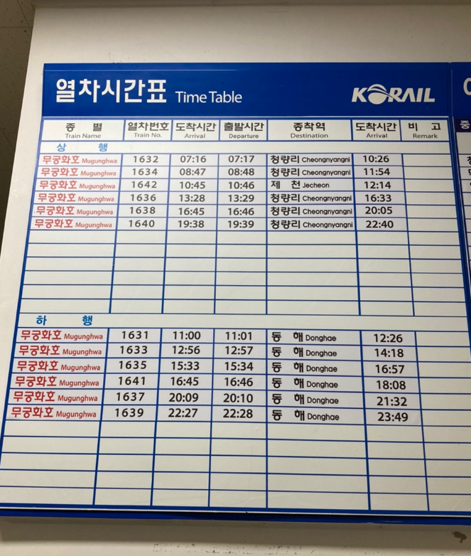 고한역열차시간표